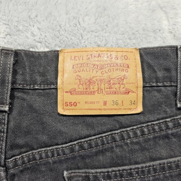 Vintage Levis 550 Jeans Mens 36x34 Black Relaxed Fit Tapered Straight Leg Y2K - Picture 5 of 11